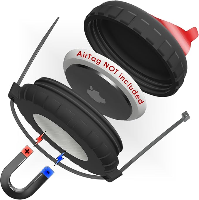 Magnetische AirTag Hülle für Apple Tag - Wasserdicht Magnet Halter für Auto, Fahrrad, Motorrad, Scooter & LKW - Versteckt, Aufklebar & Kabelbindbar Tracking für Koffer, Kind, Hund, Katze (Premium)