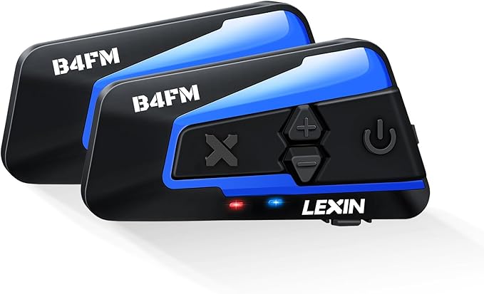 LEXIN B4FM Motorrad Bluetooth Headset, Helm Intercom, Kommunikationssystem für bis zu 10 Motorräder mit 2000m Reichweite, Motorradhelm Gegensprechanlage mit Musikteilen Funktion, Doppelpack