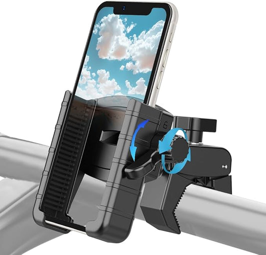 WODHMIEY Vibration-Resistenter Fahrrad-Handyhalter, 360° Rotation, Schnellverschluss, für 4,7-7,2 Zoll Handys, geeignet für Lenkrohre von 20-50 mm, für Fahrräder & Motorräder (Schwarz)