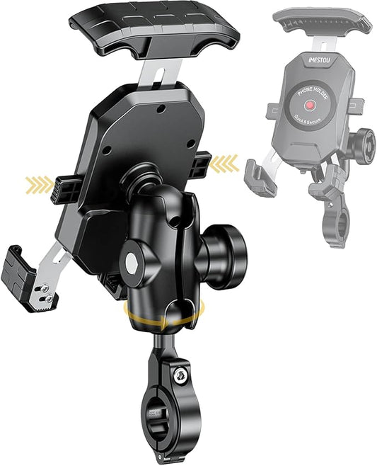 Anti-Diebstahl Motorrad Telefon Halterung-iMESTOU Handlebar Ball Handy-Halter mit Aluminium 1" Ball Base 360 Rotation Universal für 4,0-7,0 Zoll Smartphones