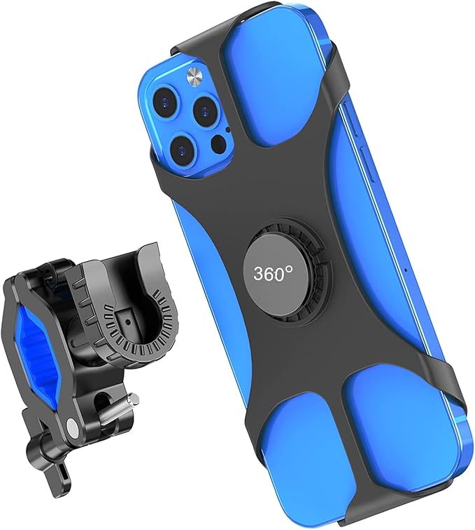 Handyhalterung Fahrrad, 【Universal 360° Drehung】 Ultimativer Anti-Shake Motorrad Handyhalter, Einstellbar Abnehmbar Silikon Fahrrad Handyhalterung für iPhone 16 15 14 13 12 Pro Max,Samsung (4,0-7,0)