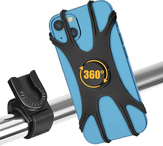 Jumkeet Fahrrad Handyhalterung Handyhalter Motorrad, Universal 360° Drehbar Abnehmbare Anti-Shake Silikon für Phone 13 12 11 Pro Max/XR/XS/8/7/6 Plus, Samsung S20/S10/S9 (4,5-7,0 Zoll)