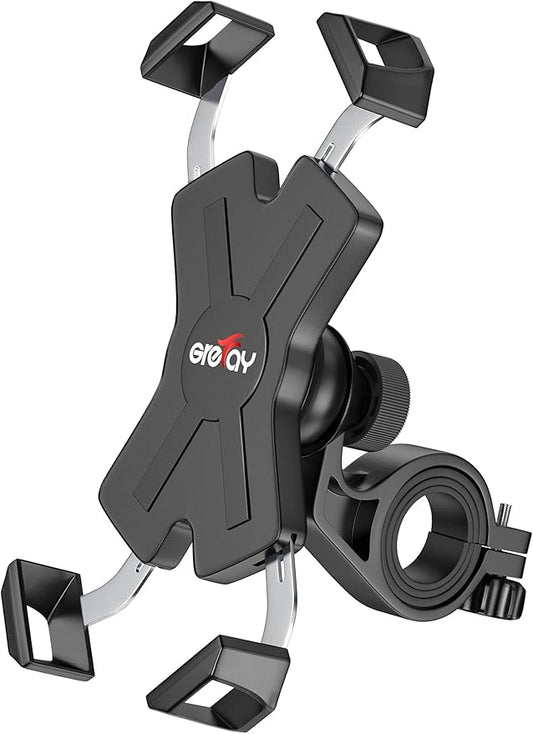 Grefay Fahrrad Handyhalterung, Edelstahl Motorrad Fahrrad Lenker Handy Halterung Mit 360 Drehen für 4,5-6,8 Zoll Smartphone