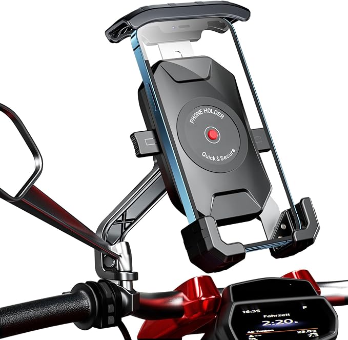 KTUEOV Motorrad Handyhalterung, 360° Drehbar Handy Motorrad Halterung Anti-Shake Smartphone Halterung Motorrad Spiegel Roller Handyhalter für 4-7 Zoll Smartphone