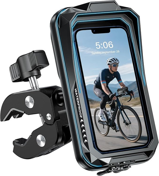 ENONEO Motorrad Handyhalterung Wasserdicht Handy Halterung Fahrrad Universal 360° Anti-Vibration Fahrradhalterung Handy Scooter Handyhalter Fahrrad Lenker für 4,7-7,0''