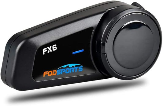 Fodsports FX6 Motorrad Bluetooth Headset, Kommunikationssystem für 6 Fahrer mit 1000m Reichweite, Motorradhelm Intercom mit 40mm HD Lautsprecher, DSP und CVC Geräuschunterdrückung, FM Radio