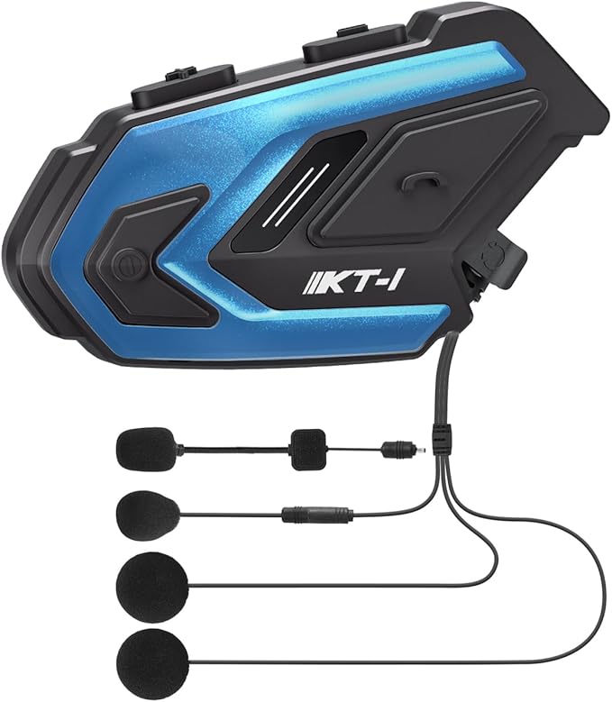 WAYXIN KT1 Motorrad Bluetooth 5.4 Kopfhörer, Motorrad Headset mit DSP & CVC Dual Geräuschunterdrückung, Motorradhelm Bluetooth mit HI-FI, Freisprechfunktion und IP67 Wasserschutz für Einzelfahrer