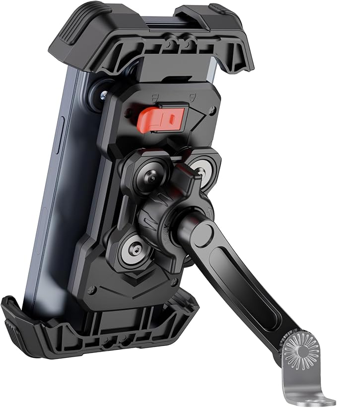 Grefay Motorrad Handyhalterung [Doppelt Vibrationsgedämpft] Universal Handy Halterungen für Motorrad Rückspiegel Mit 360 Drehen für 4,5-7,2 Zoll Smartphone
