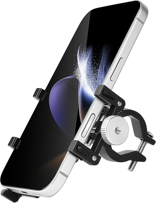 Homoto Handyhalterung Fahrrad, Aluminium Universal Motorrad Handyhalterung Fahrrad Lenker für 4,5-7,0 Zoll Smartphone, E-Bike E Scooter Zubehör Mobile Halterung - Stabil und Langlebig