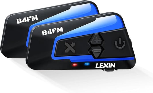 LEXIN B4FM Motorrad Bluetooth Headset, Helm Intercom, Kommunikationssystem für bis zu 10 Motorräder mit 2000m Reichweite, Motorradhelm Gegensprechanlage mit Musikteilen Funktion, Doppelpack