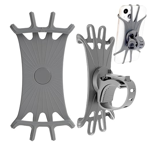 XYTAHDM Fahrrad Handyhalterung, Universal Motorrad & Fahrradhalter, 360° Drehbarer Silikon Handyhalter Fahrradlenker Motorrad,für 4,5-7,0 Zoll Smartphone(Grau)