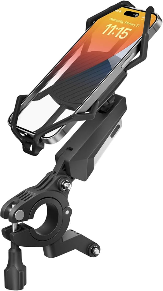 viozon Fahrrad Handyhalter, Motorrad Handyhalterung, kompatibel mit 4,7-7,2" Handy, Schnellverschluss, stoßdämpfender Federarm, 360 Grad Drehung, für Mountainbike, Dirtbike, E-Bike
