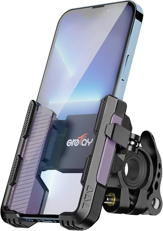 Grefay Fahrrad Handyhalterung【1s-Sperre】 Handyhalter Motorrad 2024 Vibrationsgedämpft Handy Fahrradhalterung Universal Lenker Halter für iPhone 15 14 13 Pro Max Plus, Samsung S24, Smartphone (Purple)