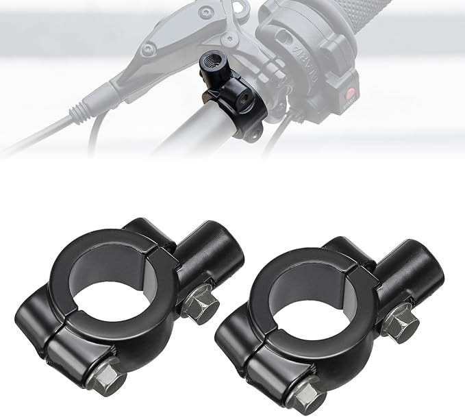 KEMIMOTO 2 Stück 10MM Motorrad Spiegelhalterung, Schwarz, Aluminium, Spiegel Lenkerhalterung, für universal 22mm Lenker
