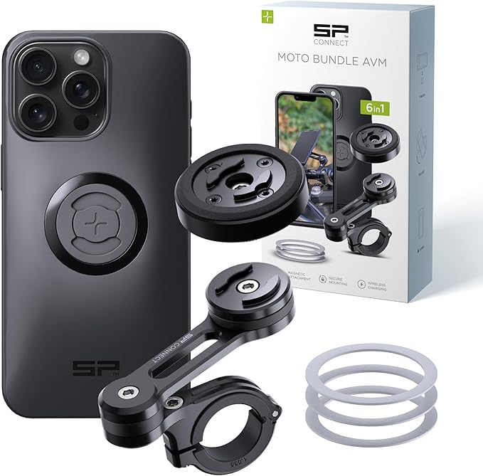SP CONNECT Moto Bundle mit Anti Vibration Module | SPC+ | kompatibel mit iPhone 15 Pro Max Handyhalter für Motorrad Bike Moped Roller | Gadget Halterung für Navi