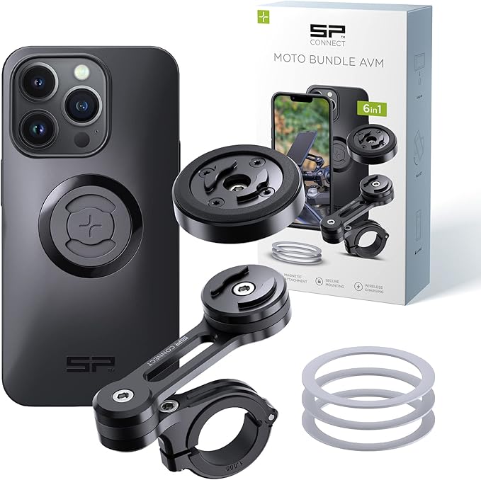 SP CONNECT Moto Bundle mit Anti Vibration Module | SPC+ | kompatibel mit iPhone 14 Pro | Handyhalter für Motorrad Bike Moped Roller | Gadget Halterung für Navi