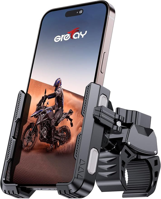 Grefay Fahrrad Handyhalterung Fahrrad Lenker【1s-Sperre】 2025 Handyhalterung Motorrad Universal Handy Halterung E Scooter Lenker Halter für iPhone16 15 14 13 Pro Max Plus, Smartphone