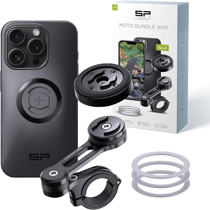 SP CONNECT Moto Bundle mit Anti Vibration Module | SPC+ | kompatibel mit iPhone 15 Pro Handyhalter für Motorrad Bike Moped Roller | Gadget Halterung für Navi