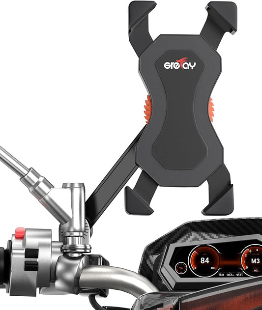 Grefay Motorrad Handyhalterung Universal Smartphone Halterung für Motorrad Rückspiegel 360°Drehbare für 3,5-6,5 Zoll Smartphone