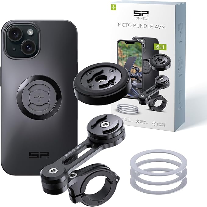 SP CONNECT Moto Bundle mit Anti Vibration Module | SPC+ | kompatibel mit iPhone 15 Handyhalter für Motorrad Bike Moped Roller | Gadget Halterung für Navi