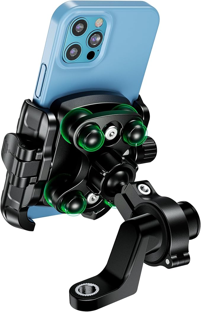 MOGGAM Handyhalterung Motorrad Anti-Vibration mit plattform und aluminiumring - Handyhalter Motorrad mit 360o regulierung Zur Montage am Lenker und Rückspiegel, kompatibel Telefon 5,4-7,2"