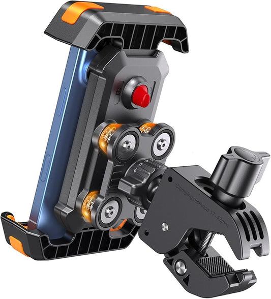 2025 Upgraded Handyhalterung Fahrrad Lenker, Universal Motorrad Handyhalterung [Doppelt Vibrationsgedämpft +Metallkugelgelenk] -360°drehbar für iPhone 16 Pro/Samsung S24 Ultra(4,7-7,2''Smartphone)