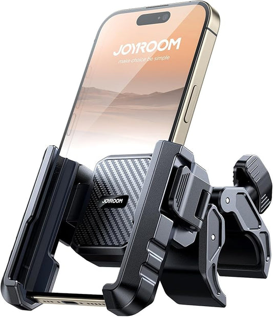 JOYROOM 2025 Upgrade Handyhalterung Fahrrad, Handyhalterung Motorrad Vibrationsgedämpft【Hält Bombenfest】 1S Schnelle Montage und Demontiert am Lenker, Handyhalter Fahrrad für 4.7"-7" Smartphone
