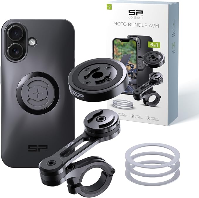 SP CONNECT Moto Bundle mit Anti Vibration Module | SPC+ | kompatibel mit iPhone 16 | Handyhalter für Motorrad Bike Moped Roller | Gadget Halterung für Navi