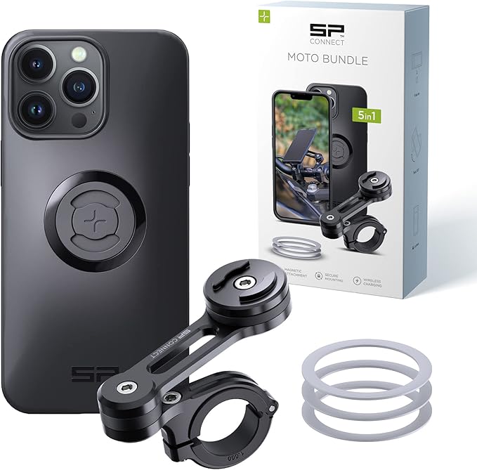 SP CONNECT Moto Bundle | SPC+ | kompatibel mit iPhone 14 Pro Max | Handyhalter für Motorrad Bike Moped Roller | Gadget Halterung für Navi