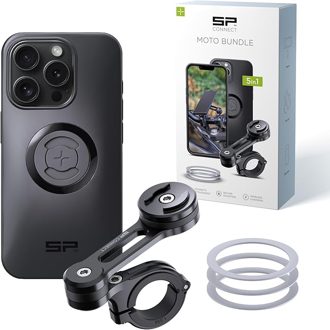 SP CONNECT Moto Bundle | SPC+ | kompatibel mit iPhone 15 Pro Handyhalter für Motorrad Bike Moped Roller | Gadget Halterung für Navi