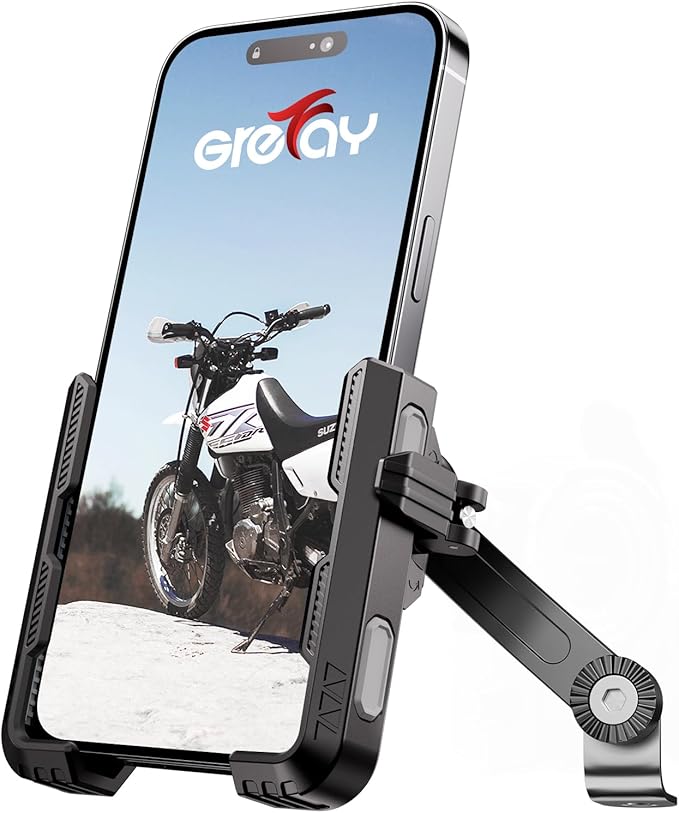 Grefay Motorrad Handyhalterung【1S Schnelle Demontage】 Universal Handy Halterungen für Motorrad Rückspiegel Mit 360 Drehen für 3,5-7,0 Zoll Smartphone