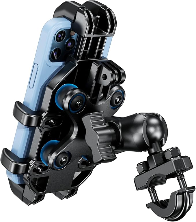 BRCOVAN Motorrad Handyhalterung mit Vibrationsdämpfer, Anti-Shake Handy Motorradhalterung, Verstellbar Lenker Handyhalter für Motorrad, Fahrrad, Roller, ATV, für 5,4 Zoll - 7,2 Zoll Smartphones