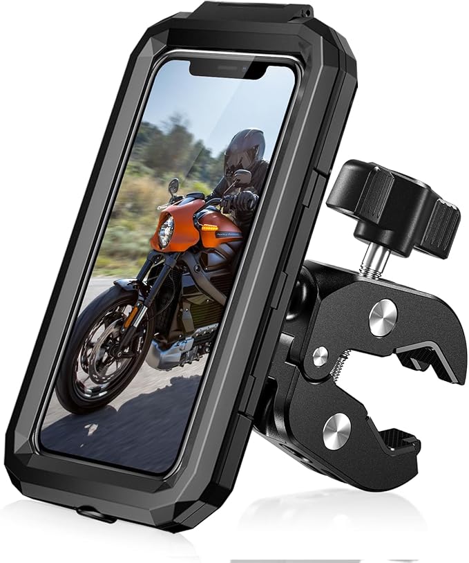 LUROON Handyhalterung Motorrad Wasserdicht Universal Fahrrad Scooter Smartphone Handyhalter 360° Drehbarer Handyhalter Motorrad Für 5,5-7,0 Zoll Smartphone