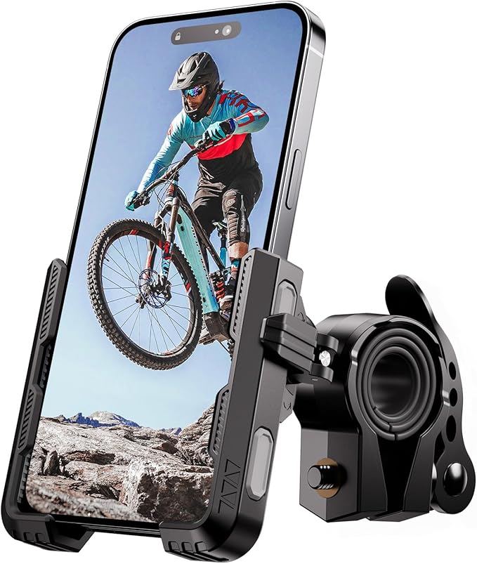 Grefay Fahrrad Handyhalterung【1s-Sperre】 Handyhalter Motorrad Vibrationsgedämpft Handy Fahrradhalterung Universal Lenker Halter für iPhone 16 15 14 13 Pro Max Plus, Samsung S24, Smartphone (Grau)