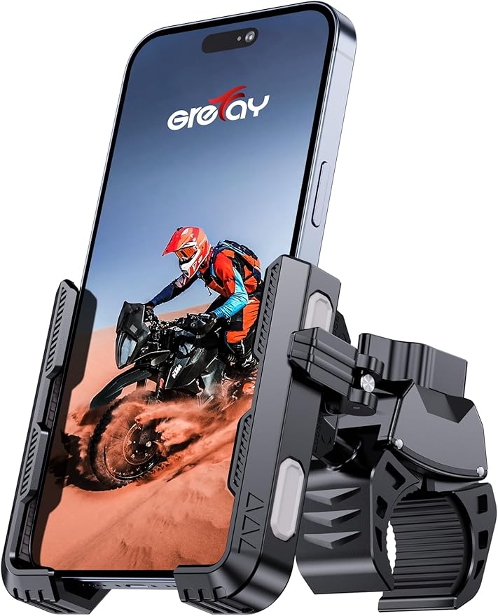Grefay Fahrrad Handyhalterung Handyhalter Motorrad [1s-Sperre] 2025 Handy Fahrradhalterung Universal Lenker Halter für iPhone 15 14 13 Pro Max Plus, Samsung S24, Smartphone (Grau)