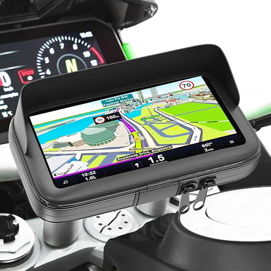 Motorrad handyhalterung wasserdicht mit Ladegerät 2.1A Schnellverbindung Handytasche mit Blendfreies Visier gültig für Smartphones bis 7,5" unzerbrechliche Lenkerhalterung